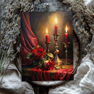Papier Mousseline Roses et bougies rouges vintages victoriennes
