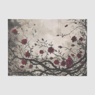 Papier Mousseline Roses et épines rouges gothiques