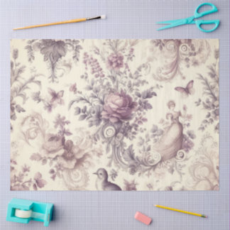 Papier Mousseline Roses Français Romantiques Oiseaux Découpage