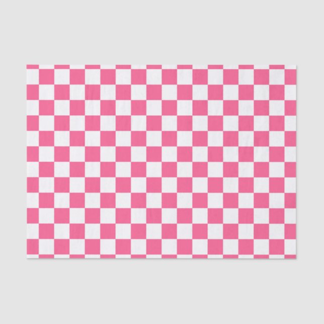 Papier Mousseline Roses indien et blanc Checkered (Recto)