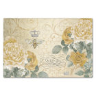 Roses jaunes Queen Bee avec motif floral damassé