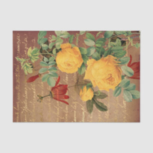Papier Mousseline Roses jaunes vintage