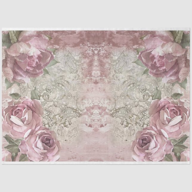 Papier Mousseline Roses pour la conception de la série Decoupage 19 (Recto)