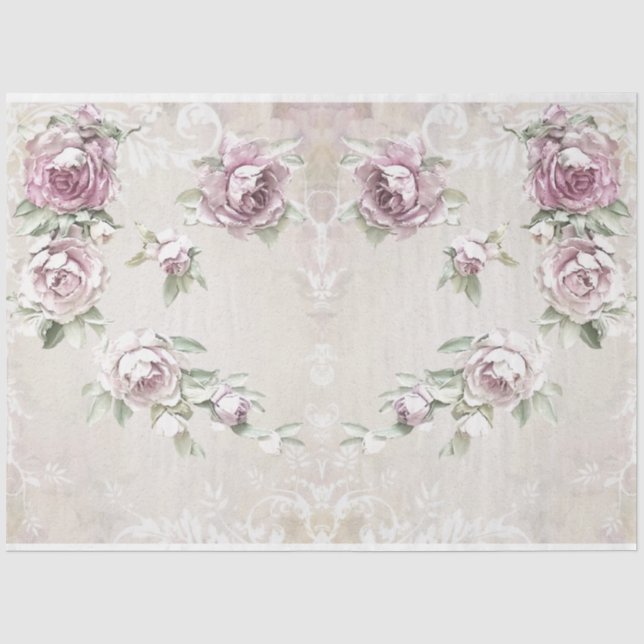 Papier Mousseline Roses pour la conception de la série Decoupage 24 (Recto)