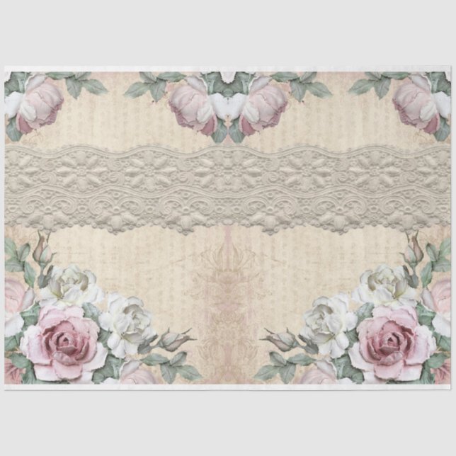 Papier Mousseline Roses pour la conception de la série Decoupage 27 (Recto)
