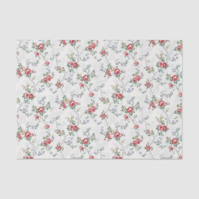 Papier Mousseline Roses romantiques de corail français (Recto)