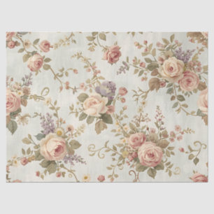 Papier Mousseline Roses Romantiques & Guirlande de Fleurs Sauvages V