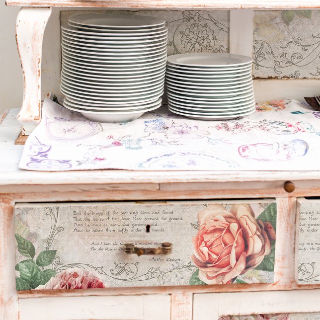 Papier Mousseline Roses romantiques, poème et découpage de la fronti (Créateur téléchargé)