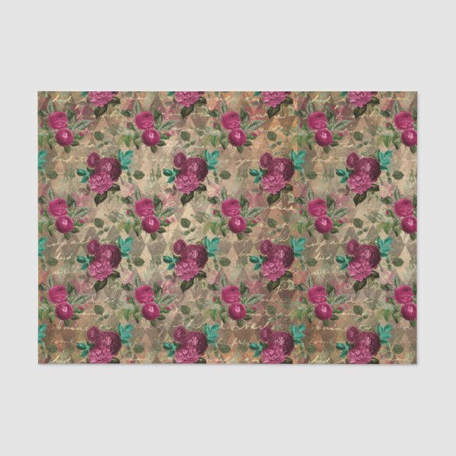 Papier Mousseline Roses roses antiques (Recto)