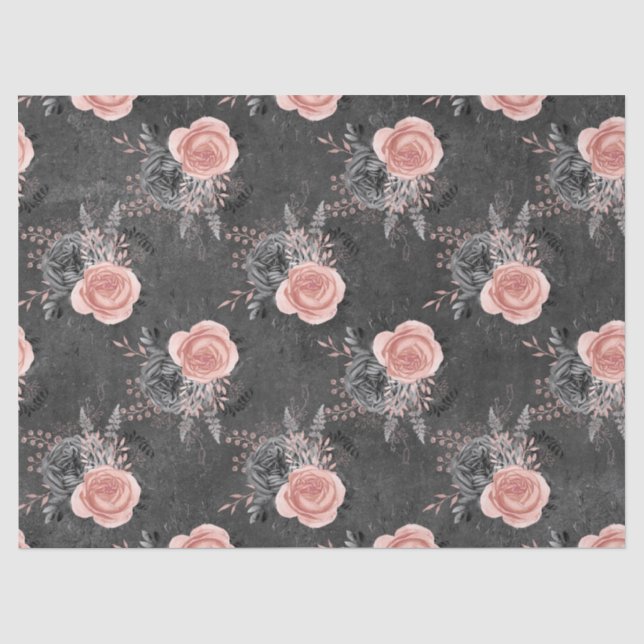 Papier Mousseline Roses roses bleues sur la page de découpage du cha (Recto)