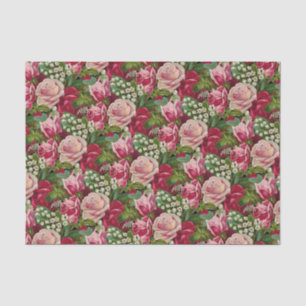 Papier Mousseline Roses roses et rouges