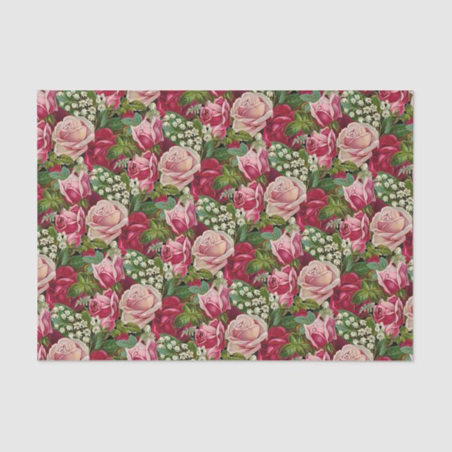 Papier Mousseline Roses roses et rouges (Recto)