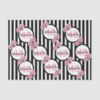 Papier Mousseline Roses roses noires rayures blanches 40e anniversai