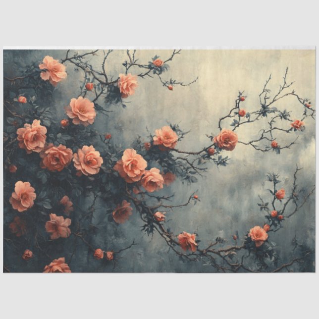 Papier Mousseline Roses roses roses Escalade Vine Moody Decoupage (Recto)