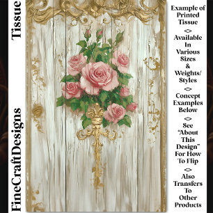 Papier Mousseline Roses Roses Roses Romantiques Vintage Français CW4