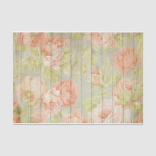 Papier Mousseline Roses Roses Rouge Pastel Sur Découpage En Bois Rus