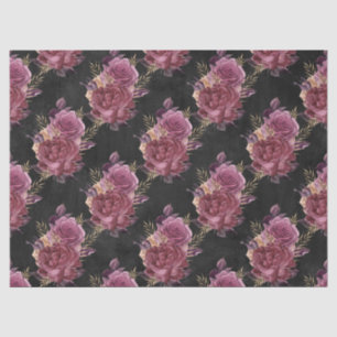 Papier Mousseline Roses roses sur la page de découpage noire