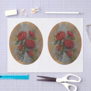 Papier Mousseline Roses Rouges DBL