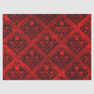 Papier Mousseline Roses rouges et décomposition de Damas noires