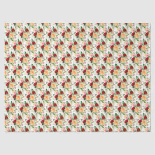 Papier Mousseline Roses rouges et oranges romantiques