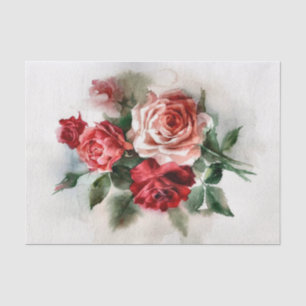 Papier Mousseline Roses rouges et roses foncés et clairs de style vi