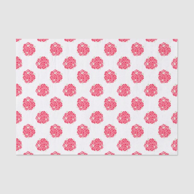 Papier Mousseline Roses rouges sur papier de tissu blanc (Recto)