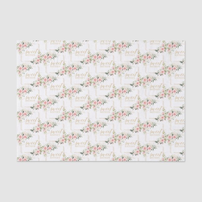 Papier Mousseline Roses rustiques rose rousse eucalyptus 16e anniver (Recto)