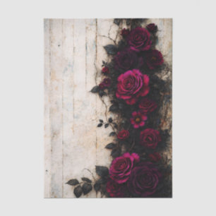 Papier Mousseline Roses Sombre Bourgogne Gothique FE1R Découpage