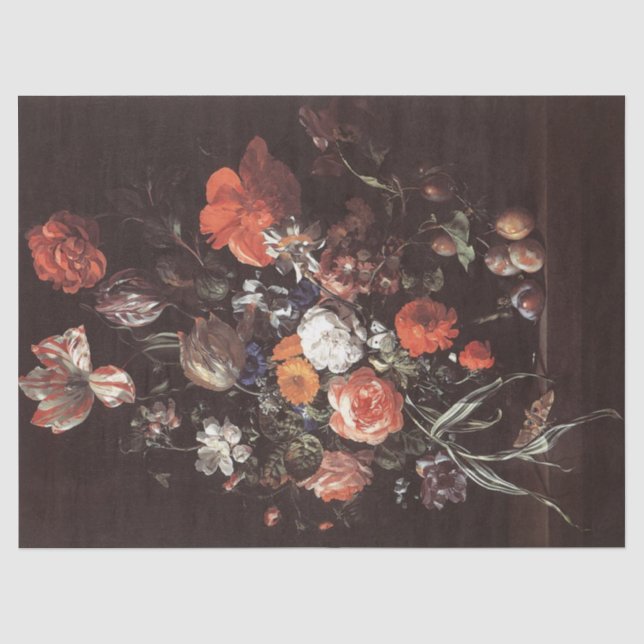 Papier Mousseline Roses, Tulipes, Ranunculus par Rachel Ruysch (Recto)