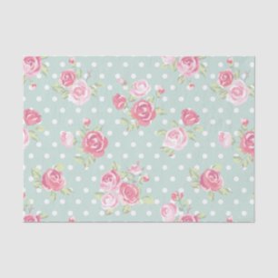 Papier Mousseline roses vert clair et roses, chic minable, motif,