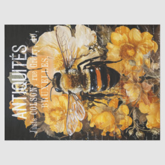 Papier Mousseline Roses vintages et déroupage de la reine d'abeille