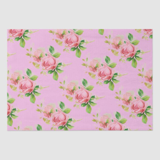 Papier Mousseline Roses vintages roses (Recto)