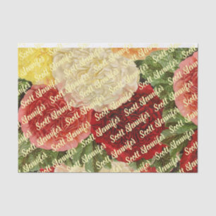 Papier Mousseline Roses Vintages rouges blanches roses personnalisée