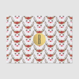 Papier Mousseline Rosy Cheeks Gold Eyes Floral Reindeer Holiday