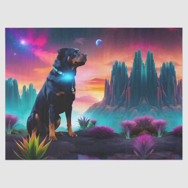 Papier Mousseline Rottweiler sur un monde Alien (Recto)