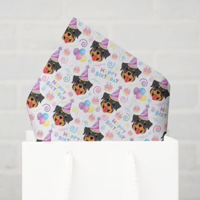 Papier Mousseline Rottweiler Tissue Paper in White (Sac cadeau)