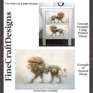 Papier Mousseline Roues de Lion Steampunk Métalliques Cogs E8L Décou