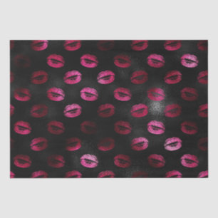 Papier Mousseline Rouge à lèvres pailleté noir et rose chaud élégant