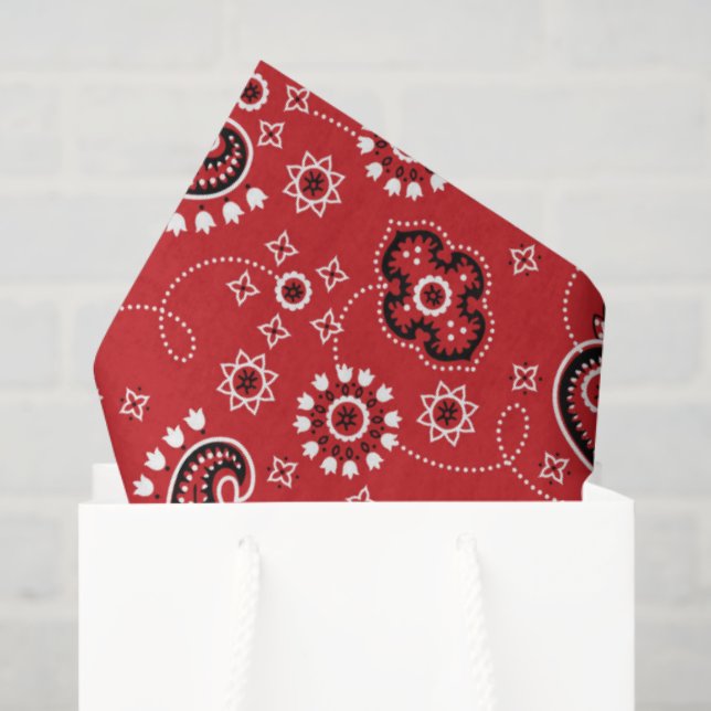 Papier Mousseline Rouge Bandana Deux Tons Jaune Blanc Russe Moderne (Sac cadeau)