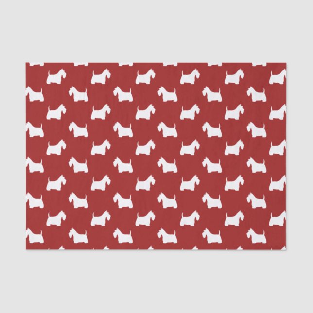 Papier Mousseline Rouge blanc de motif de silhouettes de Terrier (Recto)