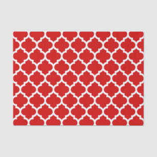 Papier Mousseline Rouge Blanc Marocain Quatrefoil Motif #5