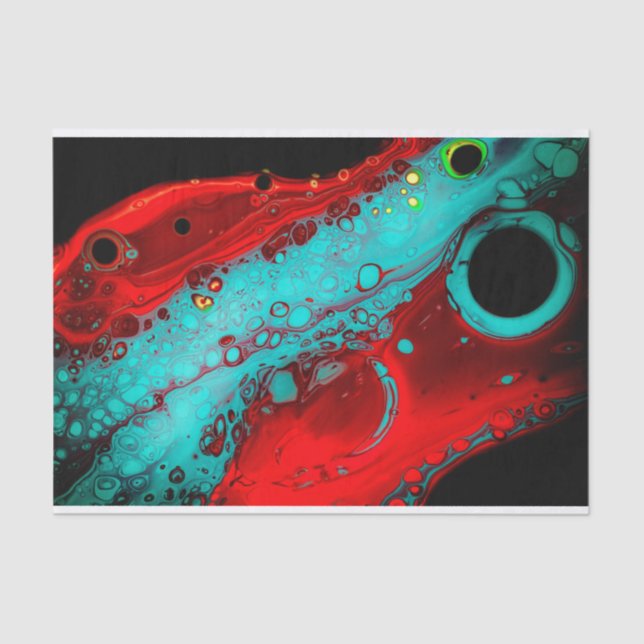 Papier Mousseline Rouge Bleu Noir Abstrait, Découpage, Sac (Recto)