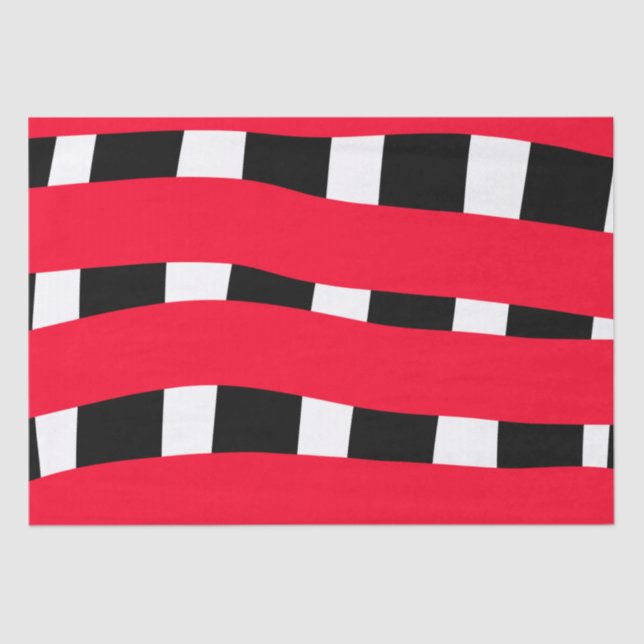 Papier Mousseline Rouge croix noire damier simple homme garçon cadea (Recto)