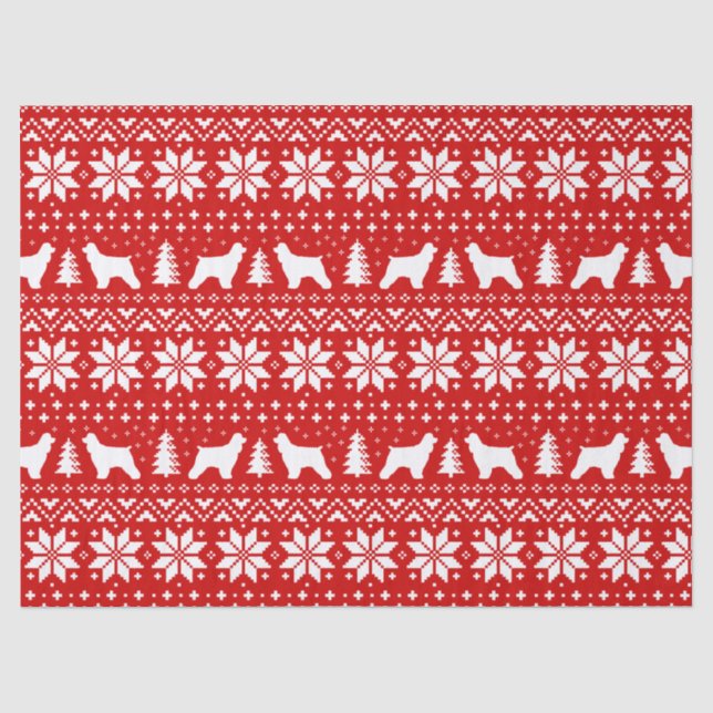Papier Mousseline Rouge de motif de Noël de silhouettes de cocker (Recto)