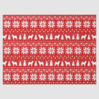 Rouge de motif de Noël de silhouettes de Shiba Inu