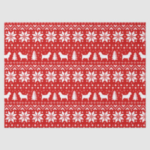 Papier Mousseline Rouge de motif de Noël de silhouettes de Terrier