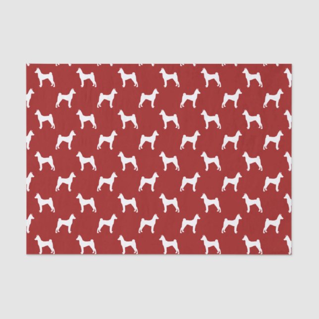Papier Mousseline Rouge de motif de silhouettes de Basenji (Recto)