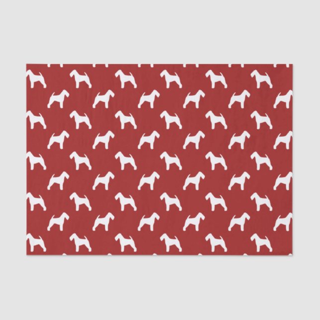 Papier Mousseline Rouge de motif de silhouettes de gallois Terrier (Recto)