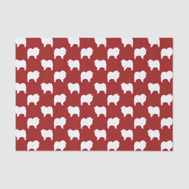 Papier Mousseline Rouge de motif de silhouettes de Keeshond (Recto)