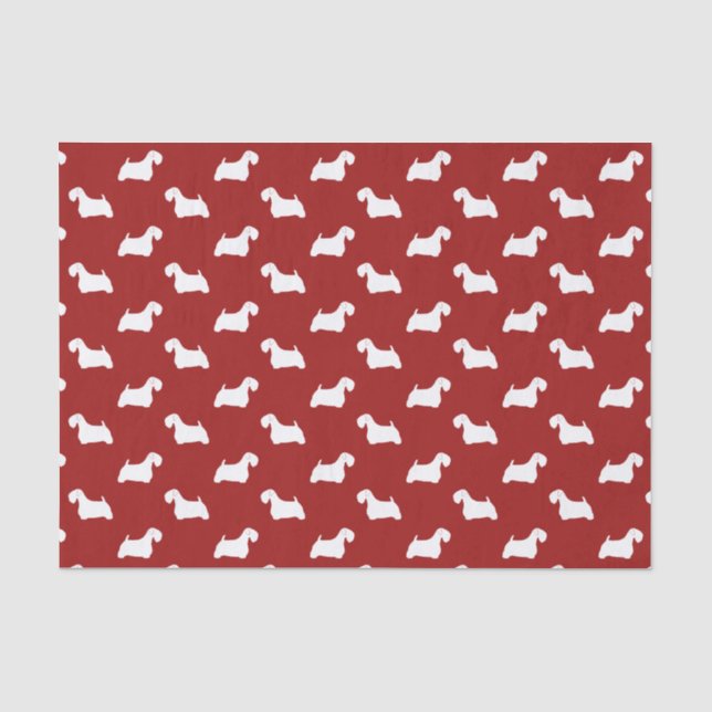 Papier Mousseline Rouge de motif de silhouettes de Sealyham Terrier (Recto)